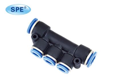 China Triple Branch Union Pneumatic Push Fittings With Mounting Holes High Precision for sale