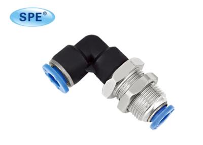 China 90° Elbow Union Push Lock Pneumatic Fittings / Plastic Tube Fittings Quick Release for sale