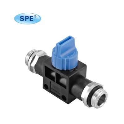 China Union Straight 6mm Hand Pneumatic Shut Off Valve With Polymer Body for sale