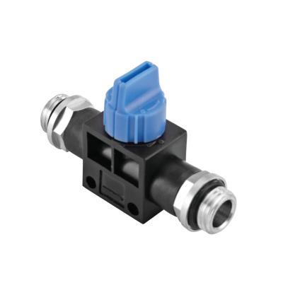 China Three Way Push to Connect Pneumatic Hand Valve G Thread to G Thread for sale