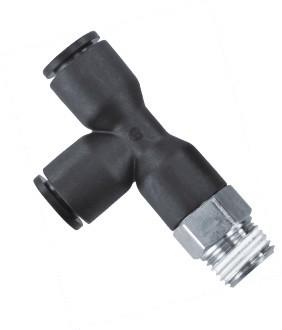 China Bspt Threads Pneumatic Push To Connect Tube Fittings Female Branch Tee Male Stud Run Tee , Bspt And Npt Thread for sale