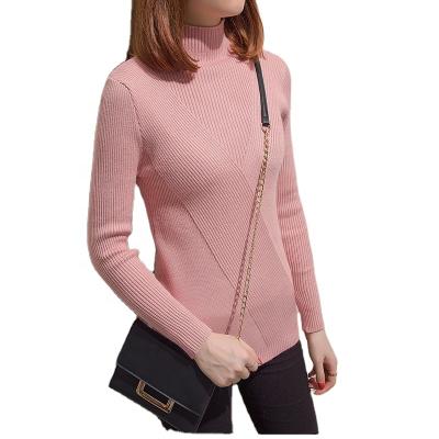 China Anti-wrinkle Autumn Winter 2021 New Item Women's Long Sleeve Long Sleeve Pullover Slim Fit Sweater Half Short for sale