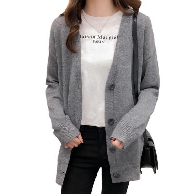 China Anti-wrinkle Solid Color Newly Cashmere Round Neck Casual Cardigan Long Sleeve Crop Tops Sweater for sale