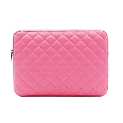 China Waterproof 14 Inch Stylish PU Leather Soft Bubble Padded Liner Women Computer Notebook Bag Laptop Sleeve for sale