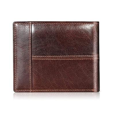 China Brown Classic Men's RFID Vintage Genuine Leather Wallets for sale