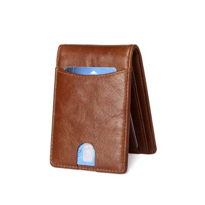 China RFID LOGO Front Pocket Wallet Thin Minimalist Custom Made Rfid Blocking Men Leather Slim Wallets for sale