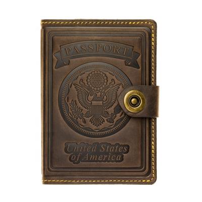 China Vintage PU Leather Passport Wallet Cover Case Rfid Blocking Men Passport Holder With Card Slot for sale