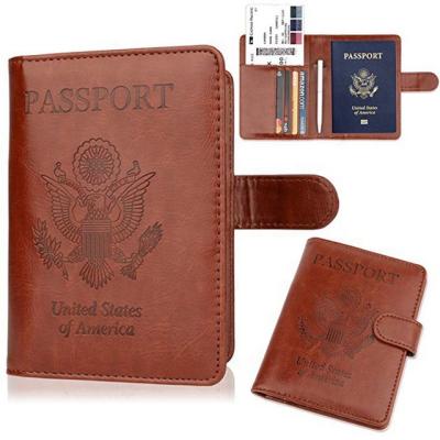 China RFID blocking protects custom logo travel passport cover card wallet rfid wallet leather holders for sale