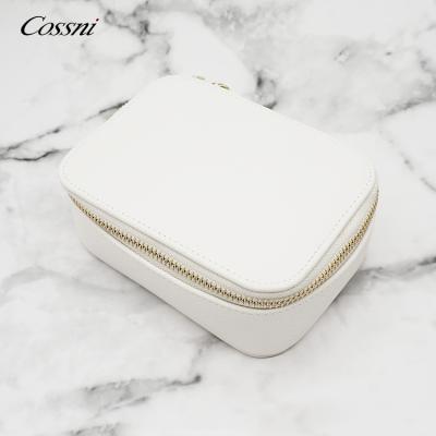 China Europe Style Leather Storage Organizer Case Zipper Genuine Leather Jewelry Travel Jewelry Box for sale