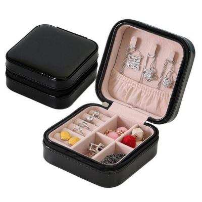 China Lady PU Leather Jewelry Box Vintage Elegant Classic Ring Display Case Portable Jewelry Storage Box Luxury Organizer for sale