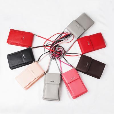 China Unique Genuine Leather Cell Phone Case , Phone Case With Long Handle For Women for sale