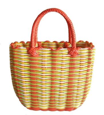 China China Manufacturer Top Quality Low Price Large Stripe Plastic Sustainable Bamboo Fiber Woven Storage Basket Lid Plastic for sale