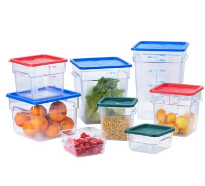 China Commercial Stackable Food Storage Container PC Square Freshness Preservation Kitchen Storage Container 22L Square Container With Lid For Restaurant for sale