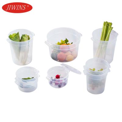 China Sustainable Plastic PC PP Ingredient Barrel Commercial Kitchen Round Food Storage Container 1l-20l With Lid for sale