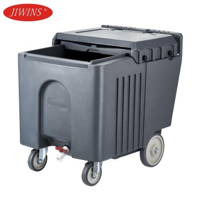 China 110L Kitchen Ice Cream Cart Jiwins Large Capacity Modern Commercial Mobile Ice Storage Cart Insulated Cart for sale