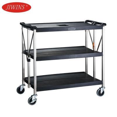 China Hotel Service Restaurant Hospital Trolley Food Service Folding Serving Cart Folding Food Service Trolley for sale