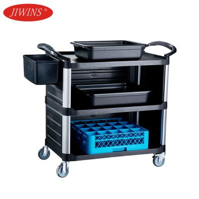 China Plastic Serving Cart For Restaurant Mul-tifunciton 3-Shelf Serving Supply Wholesale Heavy Duty Plastic Serving Cart For Restaurant Catering for sale