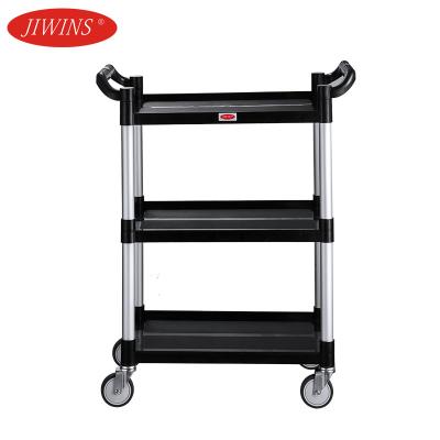 China Plastic Serving Cart For Small 3 Shelves Food Service Restaurant Kitchen Cart Hotel Restaurant Plastic Serving Food Cart for sale