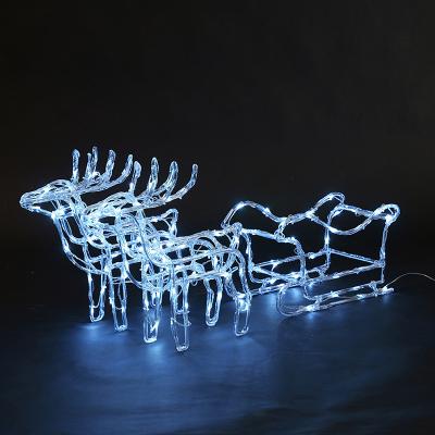 China Christmas double deer pull sleigh Christmas acrylic reindeer shape lights street holiday winter theme motif light for sale