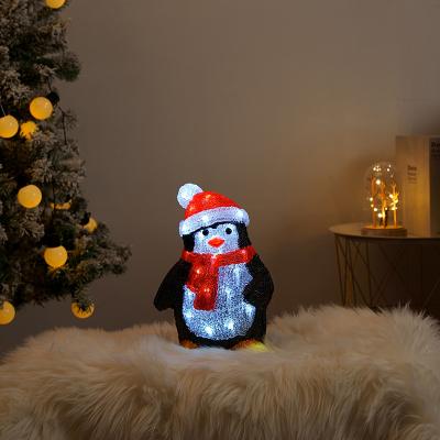 China Acrylic holiday lights Acrylic animal penguin lovely garden Christmas lights holiday winter theme image lamps for sale