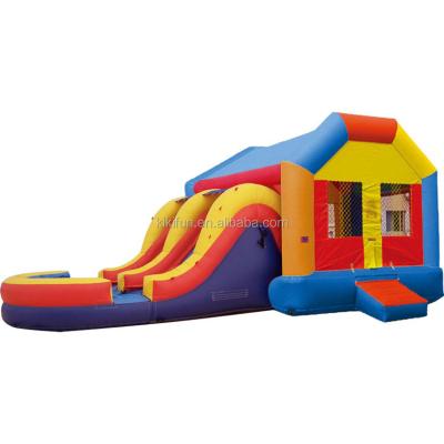 China PVC factory direct wholesale adult size inflatable kids used trampoline air bouncer jumping house with combo water slide on sale for sale