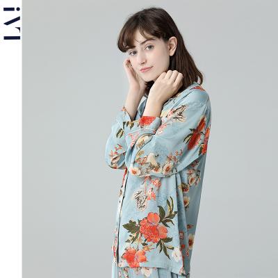 China QUICK DRY OEM Ladies Pyjamas Long Sleeve Wholesale Silk High Quality Custom Printed Satin Womens Pyjamas Pajama Set Pijama for sale