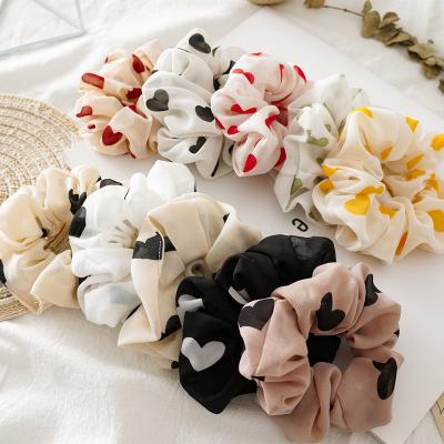 China Cheap Comfort Soft Wholesale Fashion Elastic Heart Pattern Hair Bands Hair Ties Ponytail Holder Hair Scrunchies For Women Girls for sale