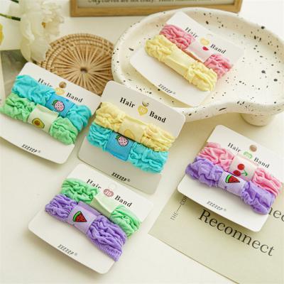 China Relieve Fashion Soft Cute Fruit 2pcs/set Summer Elastic Hair Ring Ponytail Holder Hair Ties For Girls Kids Wholesale for sale