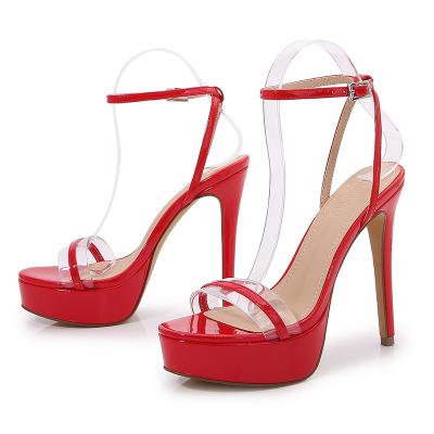 China Hot Wholesale Shoes Women's Sexy Steel Toe Sandals Crystal 13 cm High Heels Ladies Stripper Shoes Clear Custom 4 cm Wedge Platform Sandals for sale