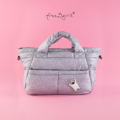 China Korean Style Preppy Style Lightweight Denim Bag Fluffy Plush Bag Waterproof Printing High Quality Medium Plush Fabric For Lady Handbag for sale