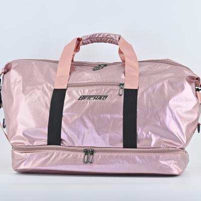 China Customized Bigger Logo Pink Duffel Bag Style Cute Parity Airbag Nylon Nylon For Girl Gym Bags for sale