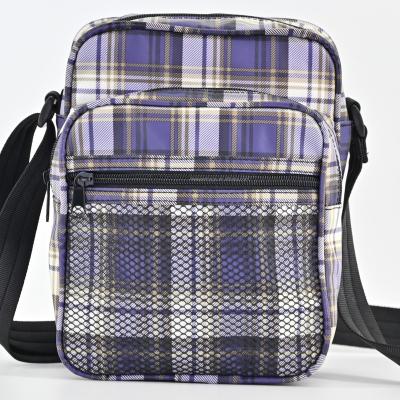 China Fashion Customized Small Bag Logo Bags Case Korean Style Casual Square Plaid Middle Soft Cotton Fabric For Woman Messenger Bags for sale