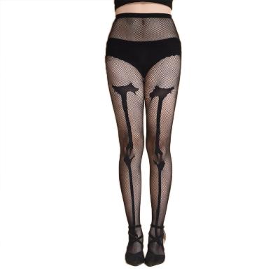 China Hollowed Out Pantyhose - Gothic Punk Party Mesh Sales Women Skeleton Street Nylon Cool Warm Breathable Fishnet for sale