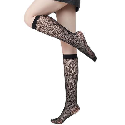 China Hot Selling Breathable Mesh Diamond Women's Stockings Net Korean Style Knee High Sexy Kawaii Sexy Long Socks Gothic for sale