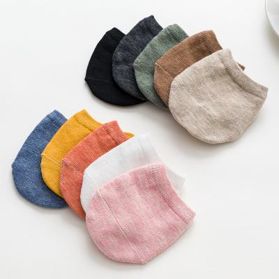 China Summer Women Dropshippig Cotton Invisible Female Breathable Socks Forefoot Half Toe Cover No ShowSocks Breathable Candy Color for sale