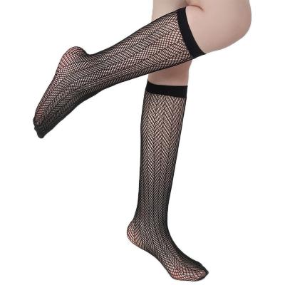 China Summer Breathable Fishing Net Hot Selling Socks Hollow Out Calf Comfortable Cool Socks Short Transparent Women's Net Black Socks for sale