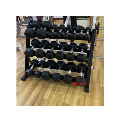 China Chepaer Commercial Gym Equipment Rack Chrome Circle Hex X Dumbbell Rack With Set for sale