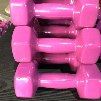 China Home Use Cheap Customized Colorful Vinyl Coated Hexagon Woman Pink Neoprene Dumbbell 1KG for sale