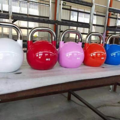 China Professional Custom Cast Iron Colorful Painted Kettle-Bell Home Use Set Competition Kettle Bell With Stainless Steel Handle for sale