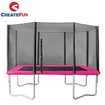 China 160kgs CreateFun 8X12 ft large outdoor rectangle cheap professional trampoline with safety fence net for sale for sale