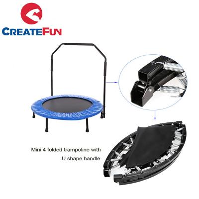 China 120KG CreateFun Indoor Fitness Foldable Rebounder 36inch 38inch 40inch 48inch 50inch 60Inch Folding Mini Trampoline With Handrail for sale