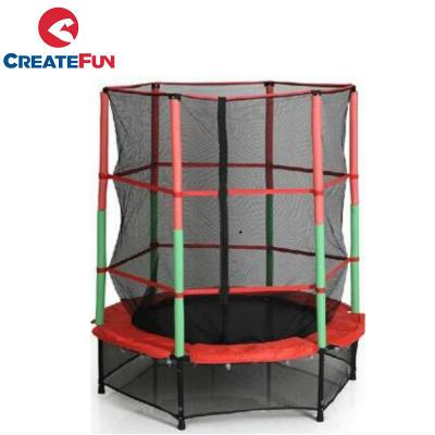 China CreateFun Indoor Fitness Galvanized Steel High Tube Sports Grade 55 Inch 140 Cm Kids Children Trampoline With Safety Net for sale