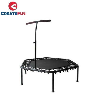 China Fitness Jumping Gymnastics Mini Hexagon Trampoline 150kgs Adult Indoor Bungee Rebounder CreateFun With Handle for sale