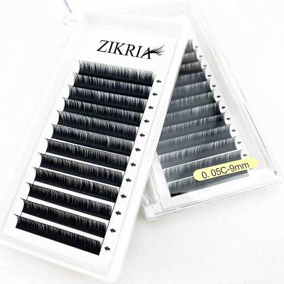 China Soft Matte Black Individual Eyelash Trays Full Volume Single Lashes 0.03 0.05 Lashes Extensions for sale