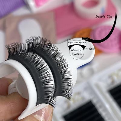 China Full Volume Ellipse Lash Flat Lashes Extension Wholesale Individual Private Label Korean Silk Lash Extension for sale