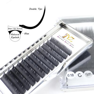 China Dark Ellipse Good Quality Natural Matte Eyelashes Korea Flat Extensions PBT Matte Flat Lashes Double Tips 8-15mm for sale