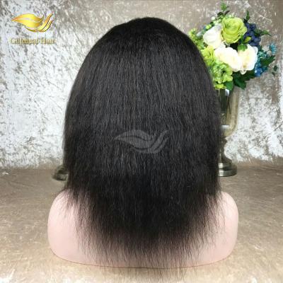 China Natural Yaki Hairline Wigs Unprocessed Light Yaki Virgin Hair 360 Indian Hair Wigs for sale