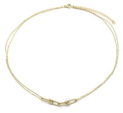 China Fashion N031-037 halo 18k gold plated simple design u chain thin stainless steel necklace for women for sale