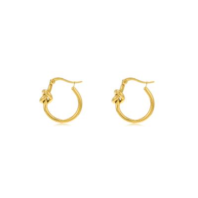 China New Fashion Halo 2022 Fashion Shiny Jewelry Fashion Love Knot Stainless Steel Huggie Circle Hoop Earrings Women for sale