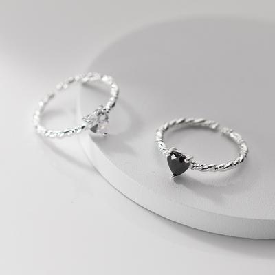 China Korean version of the small diamond stud open ring romantic halo SR104-686 love heart simple cool twist for sale